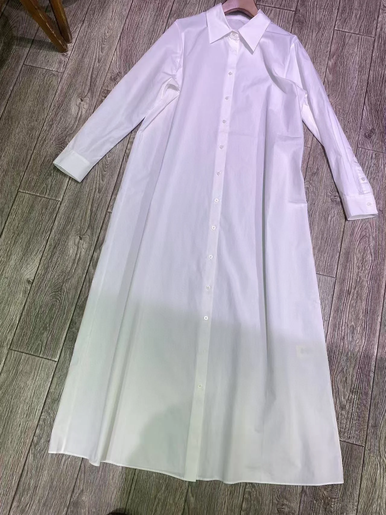Women Loose White Shirt Dress Single Breasted Turn-down Collar Long Sleeve Casual Female 100% Cotton Robe