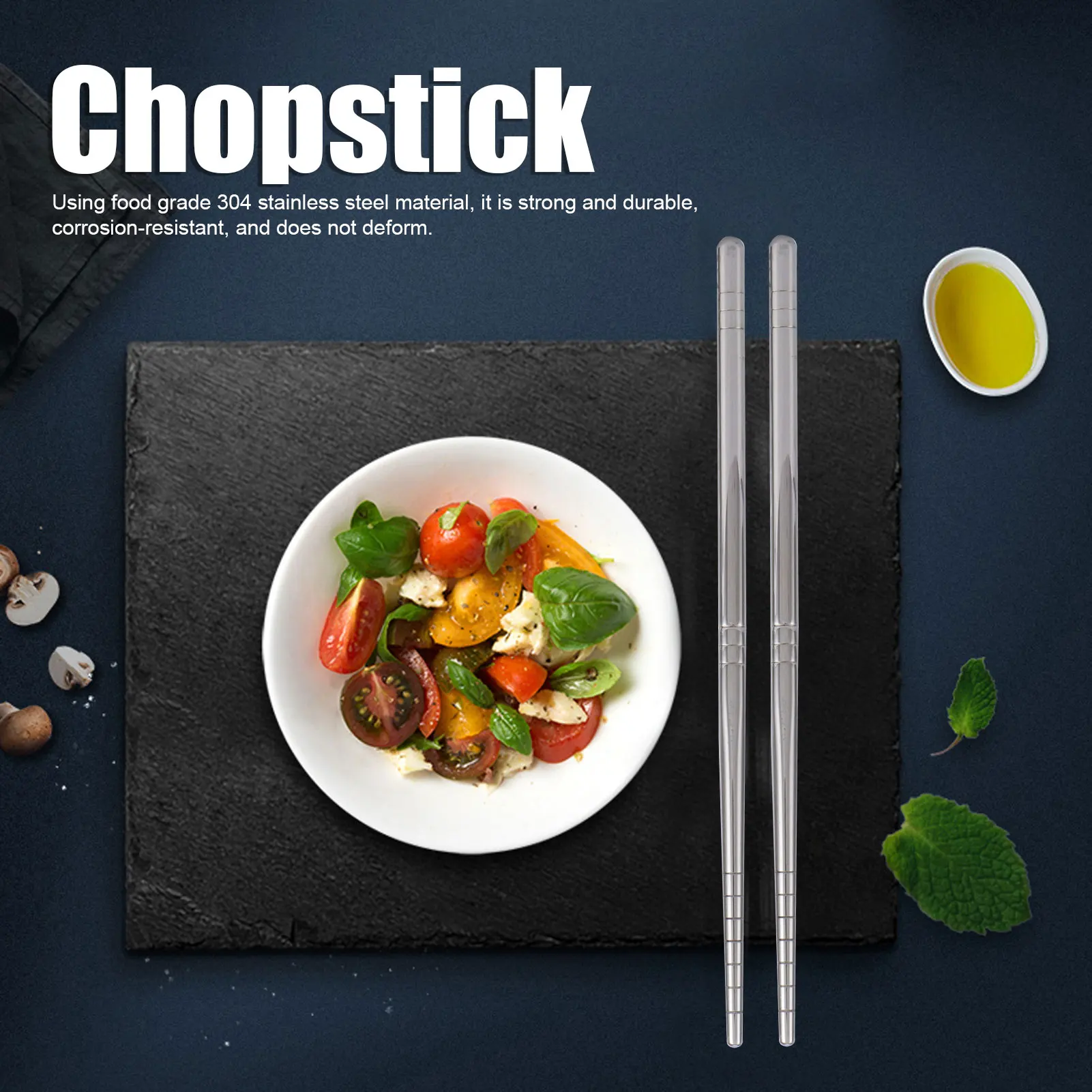 1 Pair Chopsticks 304 Stainless Steel Chopsticks Tableware Cutlery Kitchen Accessory 17.5cm Stainless Steel Chopstick Tableware