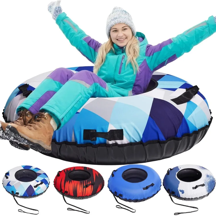 

Snow Tube, 45" Rubber Snow Tubes with Commercial Grade Canvas Cover for Kids & Adults, Inflatable Heavy Duty Snow Sled Thicken