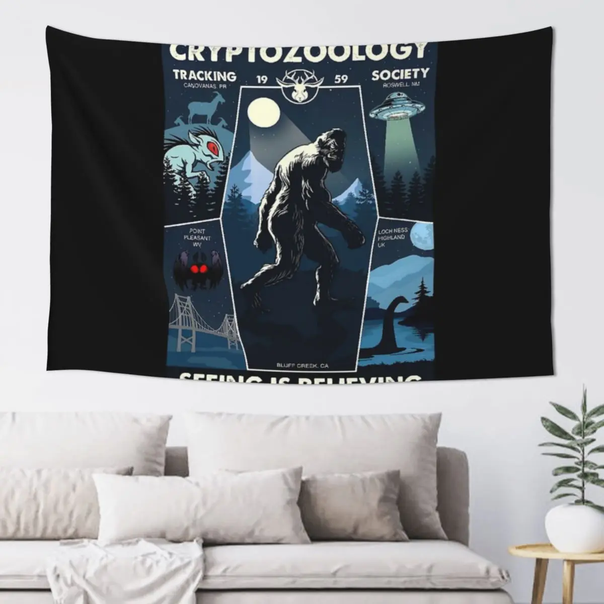 

Cryptozoology Tracking Society Bigfoot Tapestry Room Design Decoration Room Aesthetic Decoration Tapestry