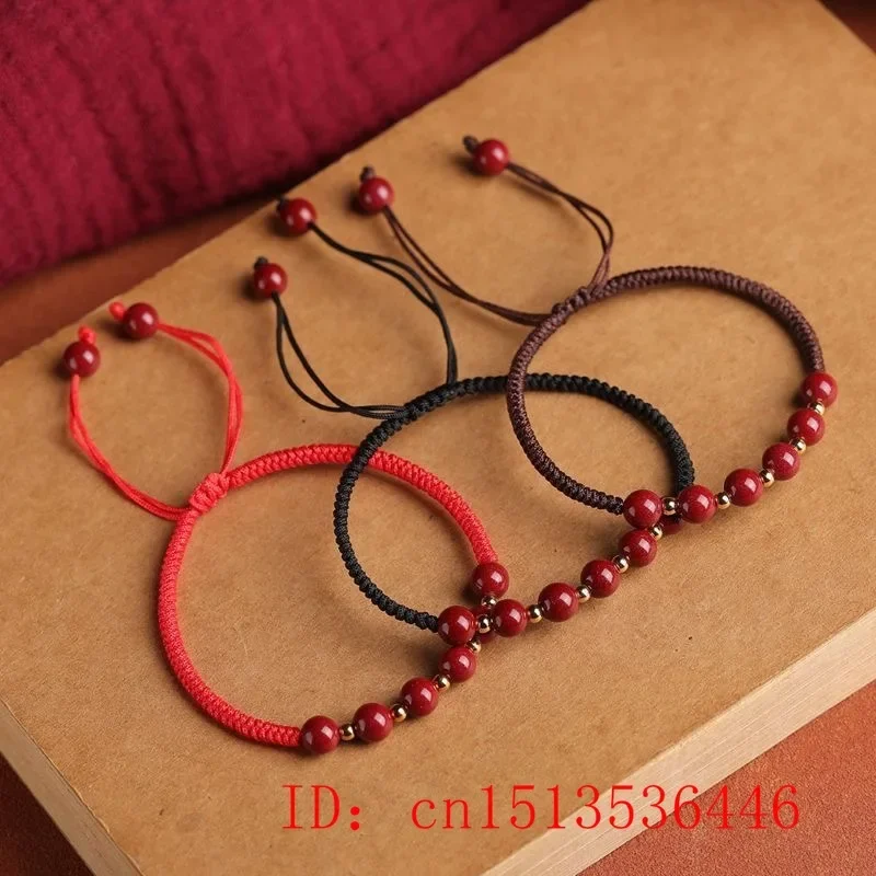 Customized Natural Red Cinnabar 6mm Beads DIY Bracelet Jade Round Hand Weaving Jewellery Fashion Man Woman Luck Amulet New