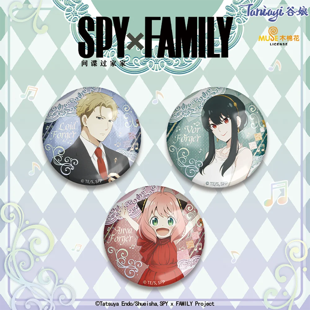 

Cute Anime Spy X Family Cosplay Anya Twilight Loid Yor Forger Tinplate Decoration Brooch Badge Give Girlfriend Birthday Present