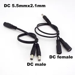 2 way DC kabel zasilający 5.5mm x 2.1mm 1 męski na 2 żeńskie 2 męski złącze rozdzielacz przedłużacz z wtyczką do listwa oświetleniowa LED CCTV o1