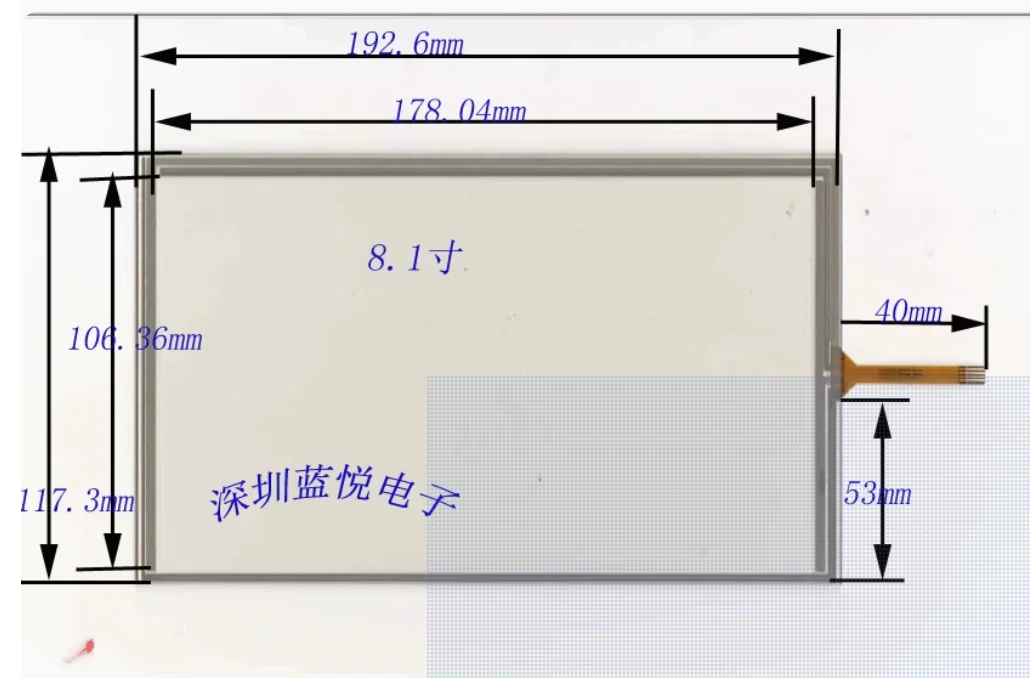 

8,1-дюймовый четырехпроводной резистивный сенсорный экран 193*117, сенсорный экран для GPS-навигации, сенсорный экран для рукописного ввода