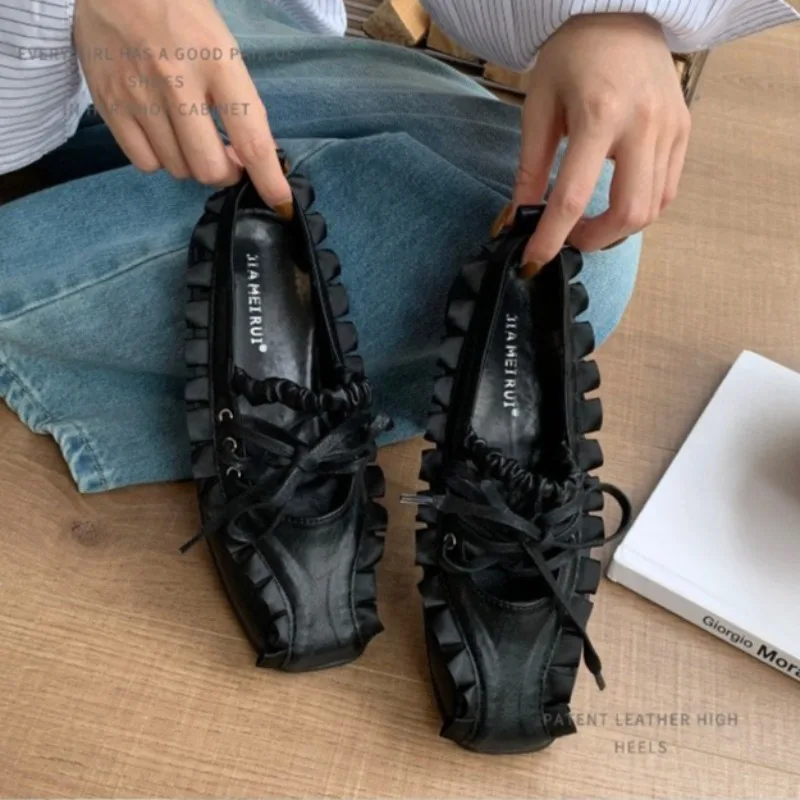 

New Women's Mary Jane Shoes Sweet Style Ballet Casual Shoes for Woman Fashion Square Head Flat Shoe Designer Shoes Zapatos Mujer