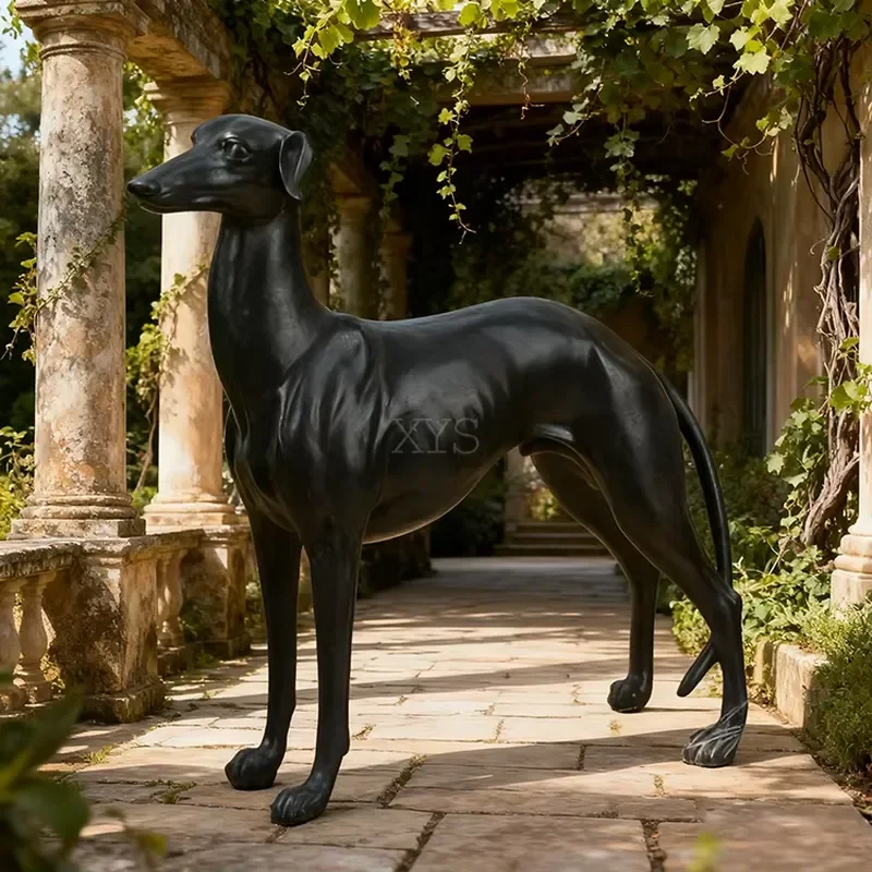 Bronze Greyhound Dog Statue Life Size Modern 3D Cast Custom Color Customer Size Outdoor Garden Figurine Art Collectible Gift