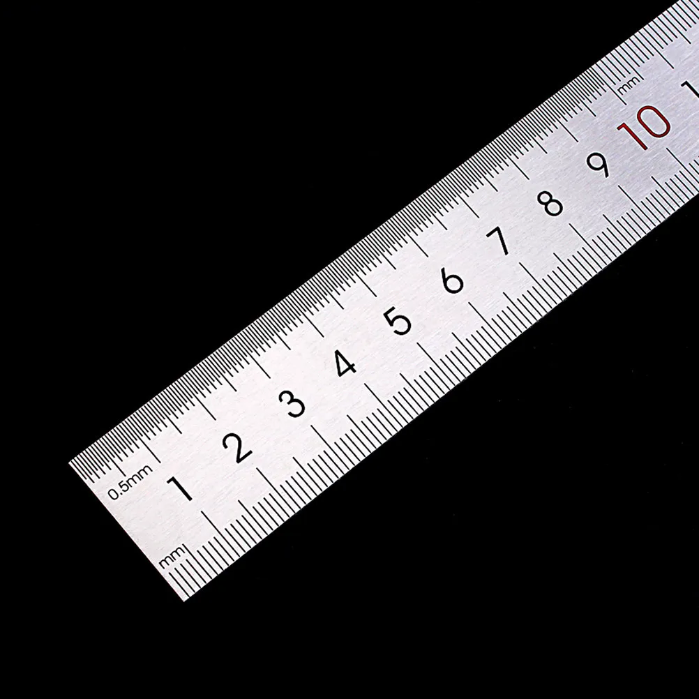 Stainless Steel Measuring Ruler Double Sided Metal Straightedge with Conversion Table for Sewing Drafting