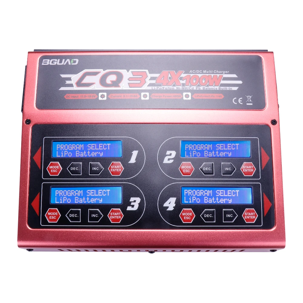 BGUAD CQ3 100W x 4 RC Multi-Functions 4 channel Smart Intelligent Balance Charger for LiPo LiHV LiFe NiMH NiCd Pb Battery