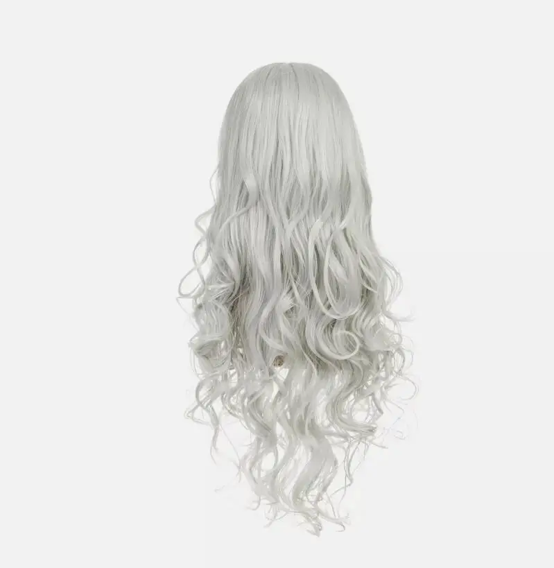 Long Curly Wave Stunning Wig Charming Costume Wig (Silver)