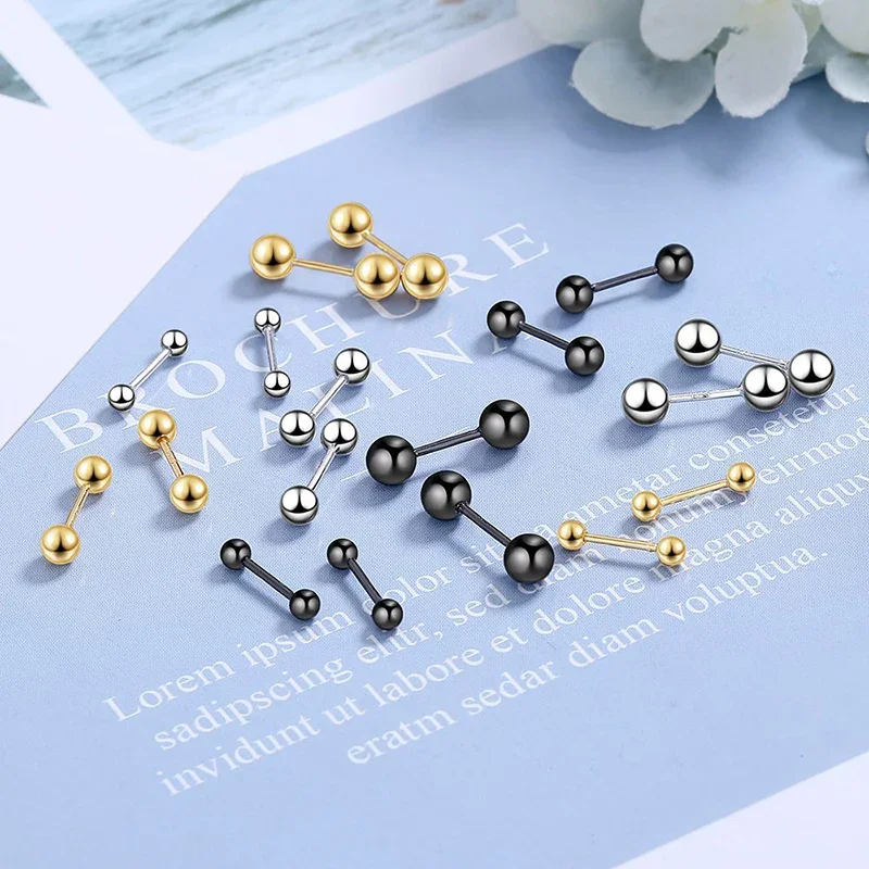 

Минималистичные серьги-гвоздики для женщин, блестящие, глянцевые, медные, золотистые/белые, с винтовой застежкой, маленькие, для пирсинга ушей, ювелирные украшения, аксессуары, подарок