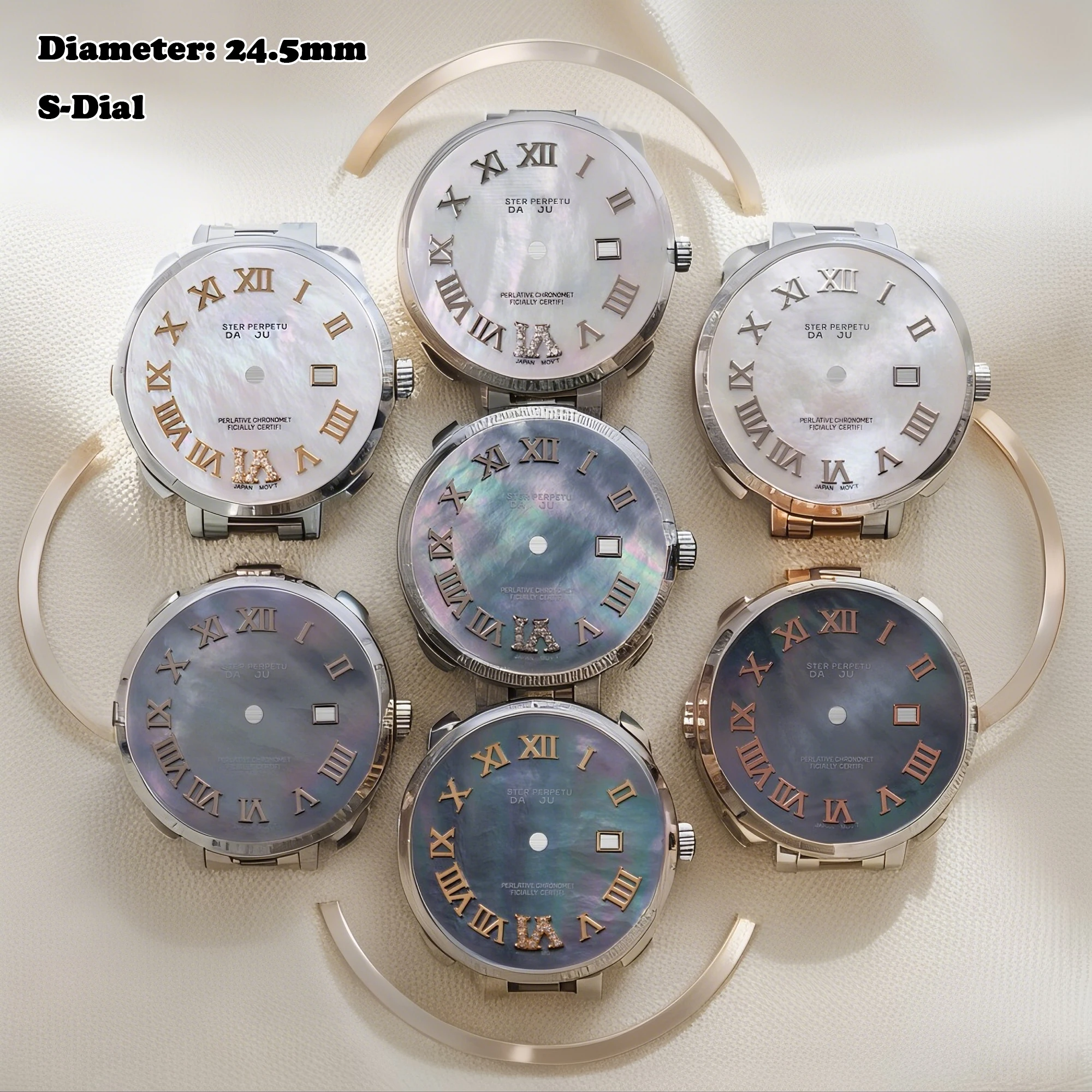 Механизм NH05 — женские часы с жемчужным циферблатом и римскими цифрами с логотипом S 24,5 мм |   Полные аксессуары для модификации часов