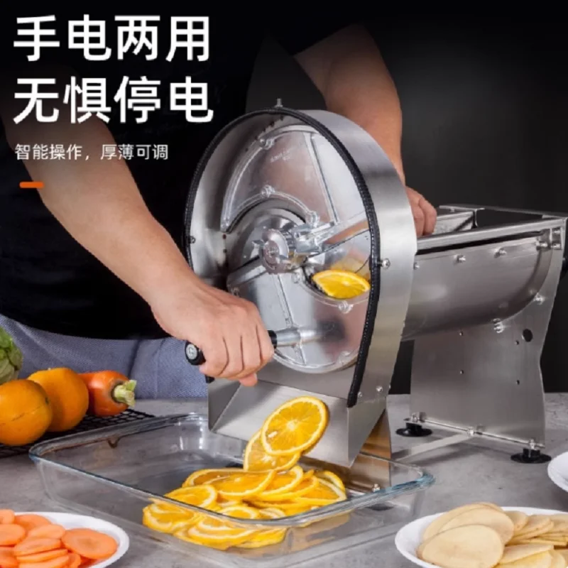 

Commercial Electric Manual Cutter For Fruit and Vegetable Slicer Machine for Potato Ginger Onion Tomato Lemon Bakery Use