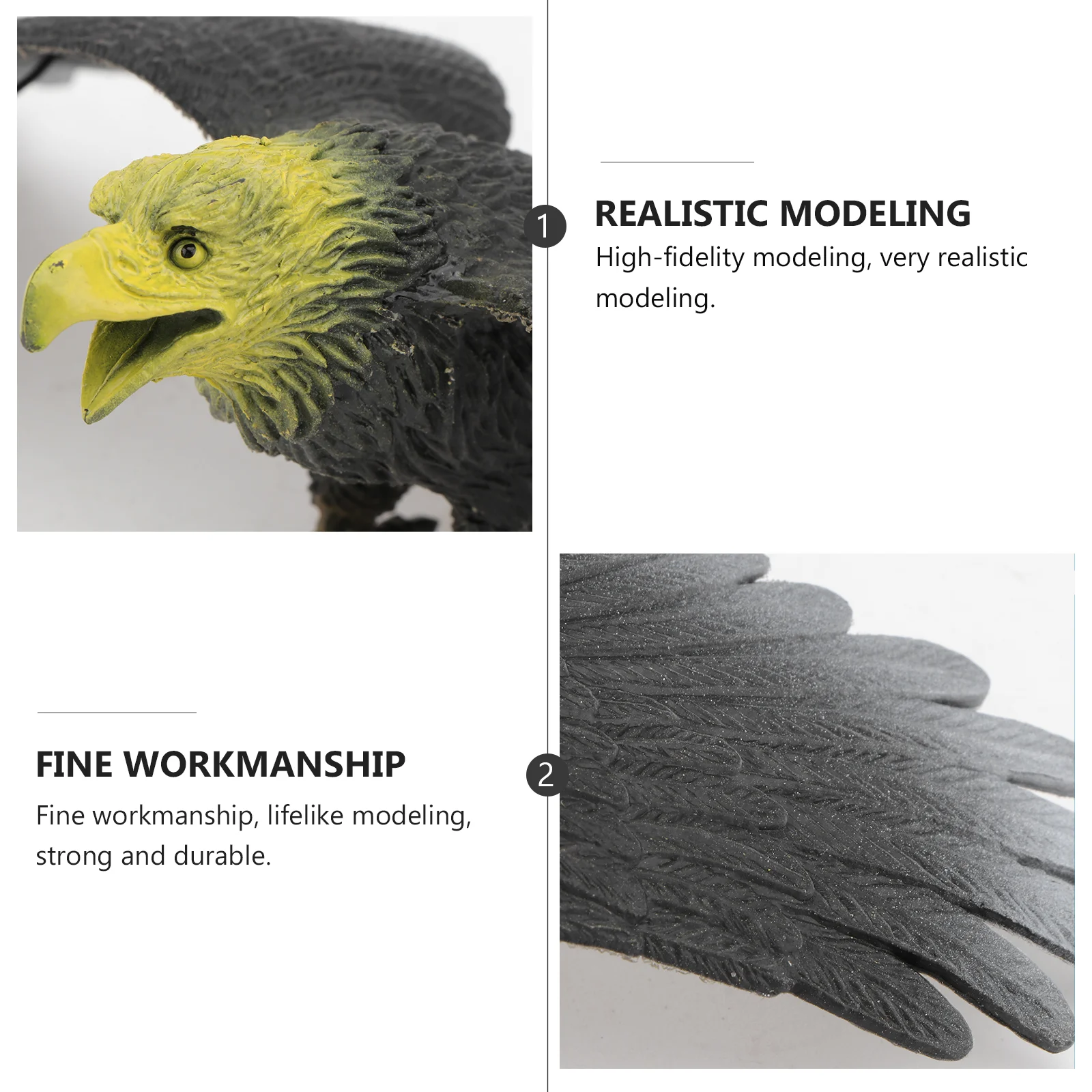 2Pcs Emualtion Eagle Model Children’s Children’s Toys Creative Bird Tool Chic Pendant Black