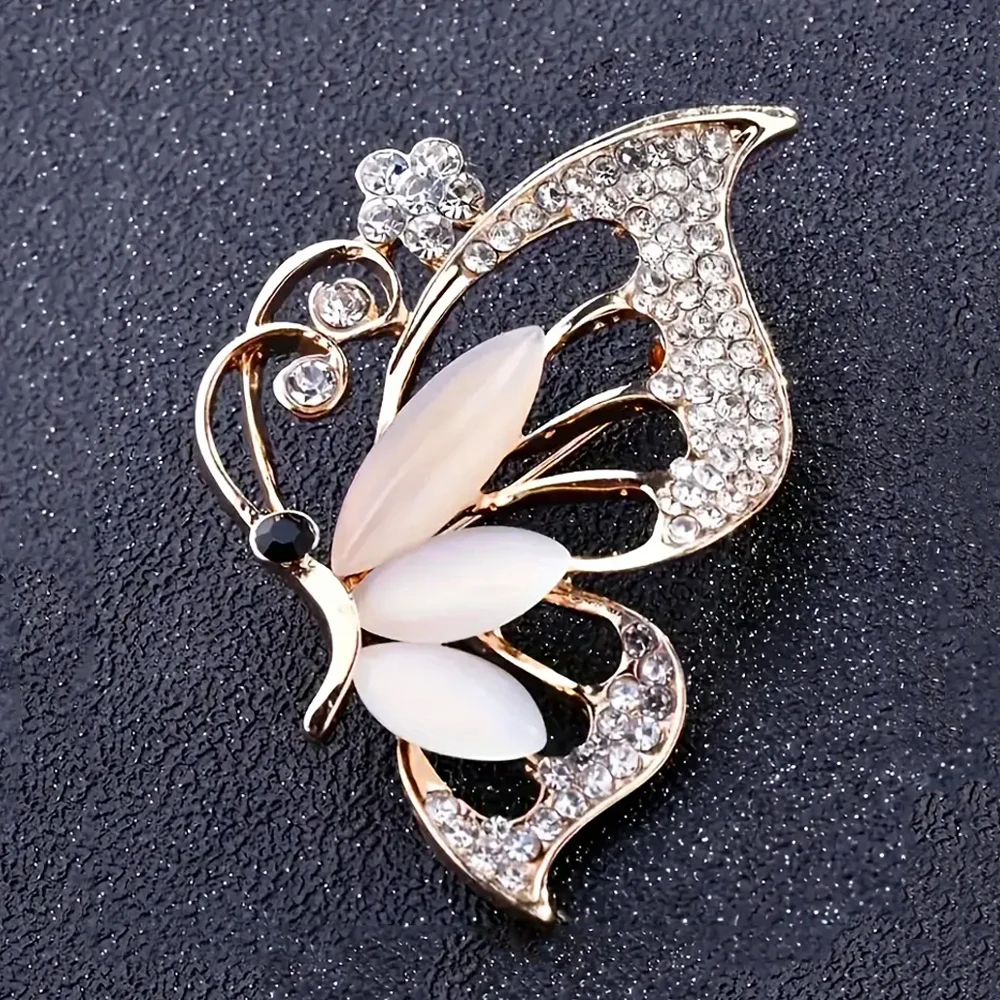 Elegant Rhinestone Butterfly Brooch Pins Zircon Insects Badge For Women Clothing Hat Decor Accessories Party Jewelry Gifts