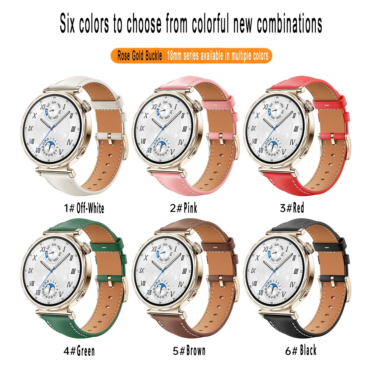 Suitable for Huawei Watch GT-18MM Series Watch Strap GT5 Double-sided Leather Needle Buckle Universal