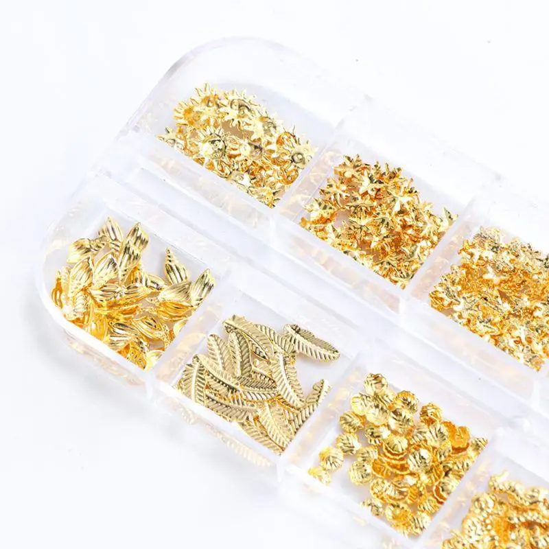 E1PE 12 Grids/Box Mixed Glitter Golden Ocean Metal Charms Epoxy Resin Filling Material DIY Jewelry Crafts Resin Mold Filler