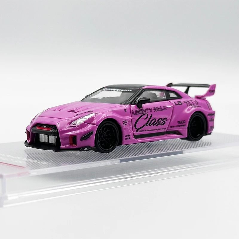 1:64 CM LBWK GTR R35 GT35 RR Super Silhouette Class Pink Replaceable Wheels Diecast Car Model Toys