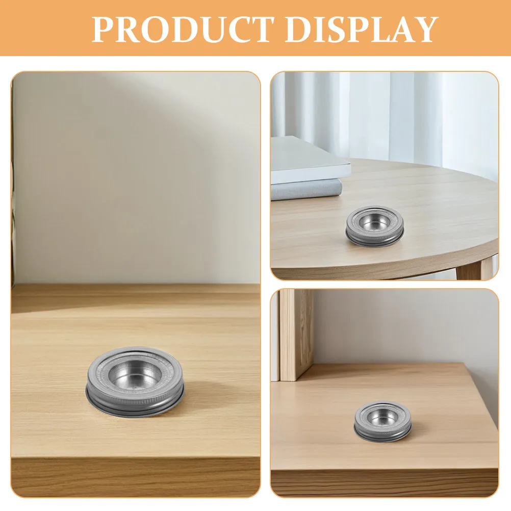 1Set Versatile Stainless Steel Holder Lid for Regular Mouth Jars Minimalist Tea Light Holder Kitchen Bedroom Decor
