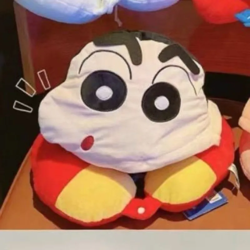 Animation Peripheral Crayon Shin-chan Hooded Neck Pillow To Keep Warm and Cute Cartoon Office Nap U-shaped Travel Neck Pillow