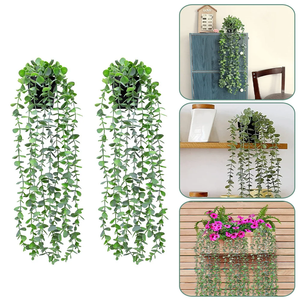 

2Pcs Hanging Wall Plant Vine Decors Lifelike Fake Rattan Pendants Indoor Outdoor Simulation Vines Home Garden Decor
