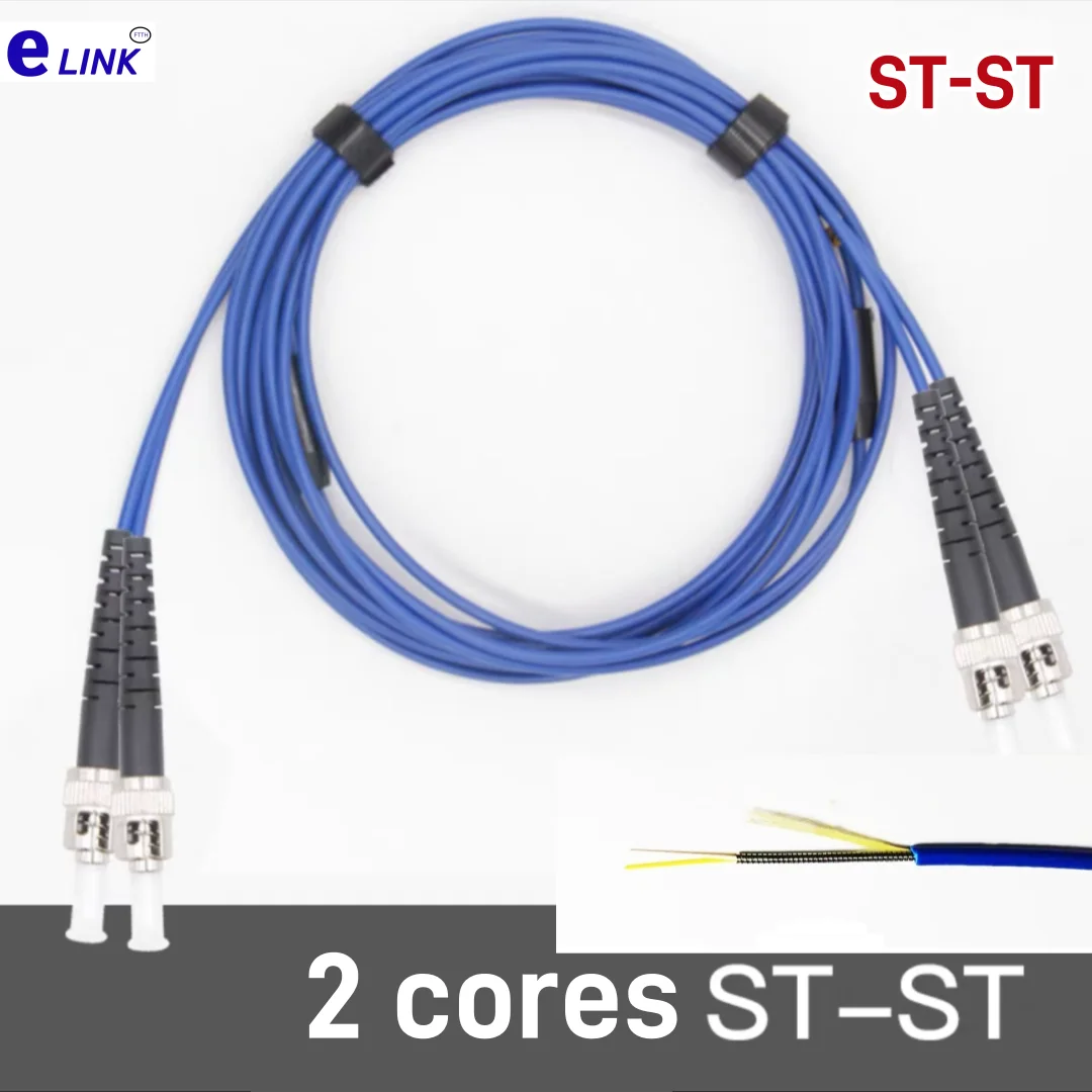 Fiber Patch Cord Armored 2C ST-ST 1m-300m singlemode 100m 120m 50m blue 2 cores duplex optical fibre SM DX waterproof ratproof