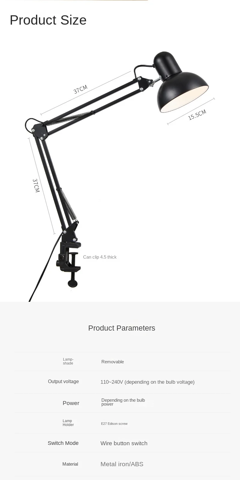 Imagem -04 - Longo Braço Dobrável Led Table Lamp Suit Proteção para os Olhos Leitura Aprendizagem Decoração Interior Lâmpada E27 Ajustável