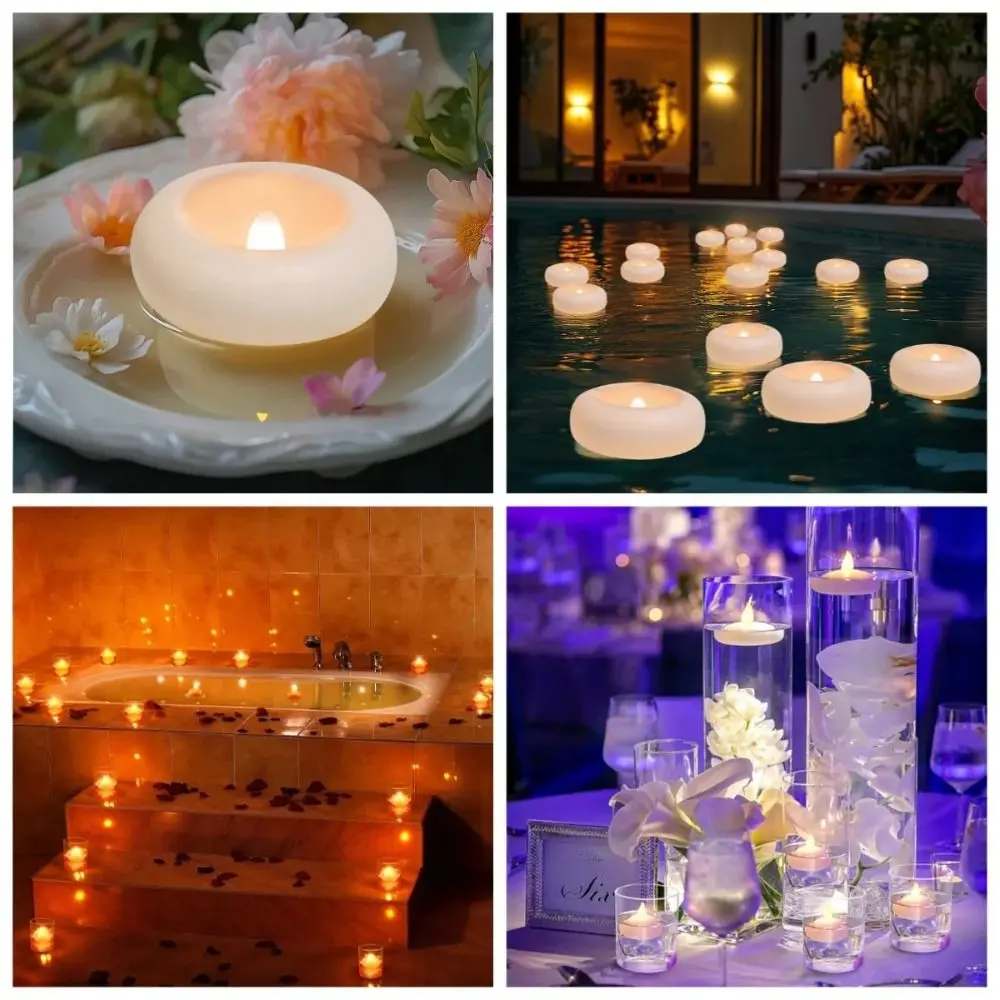 Waterproof Performance Flameless LED Floating Candle Lights Automatic Turn On Waterproof Floating Candle Lights