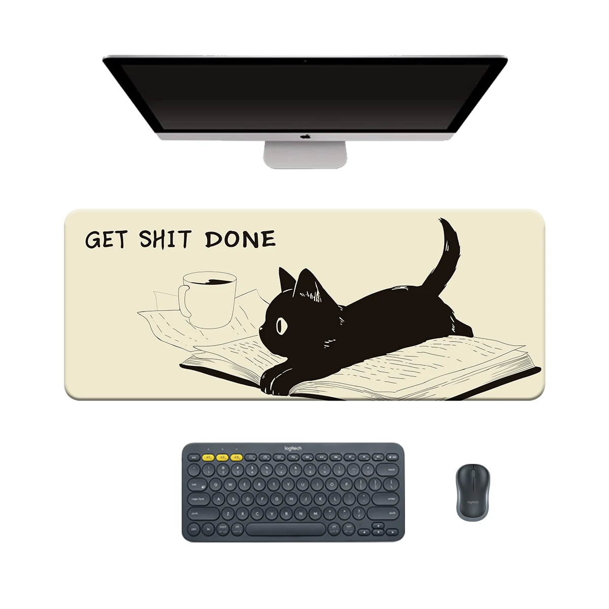 Mouse Pad Kawaii Cat, Tapete de Jogo Grande, Base Antiderrapante, Computador Mousepad, Escritório e Casa, Xxl, 80x30cm