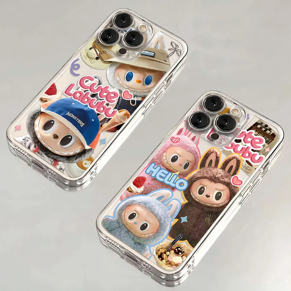 Cute cartoon Labubu Phone Case For Samsung S25 S24 S23 S22 S21 S20 S10 FE Note 20 10 Plus Ultra 5G Clear Soft TPU Cover