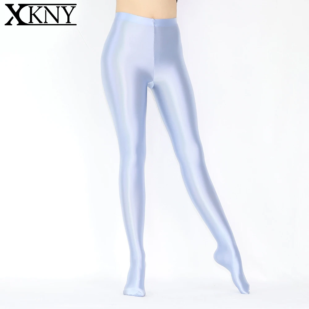 XCKNY pantaloni lucidi in raso collant opachi lisci collant luminosi calze di seta sexy slim pantaloni sportivi a vita alta da bagno lucidi