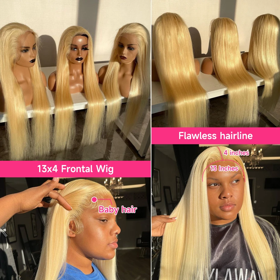 13x4 13x6 360 613 Lace Frontal Wig Bone Straight Transparent Lace Front Wig Brazilian Blonde Colored Human Hair Wigs For Women image 7
