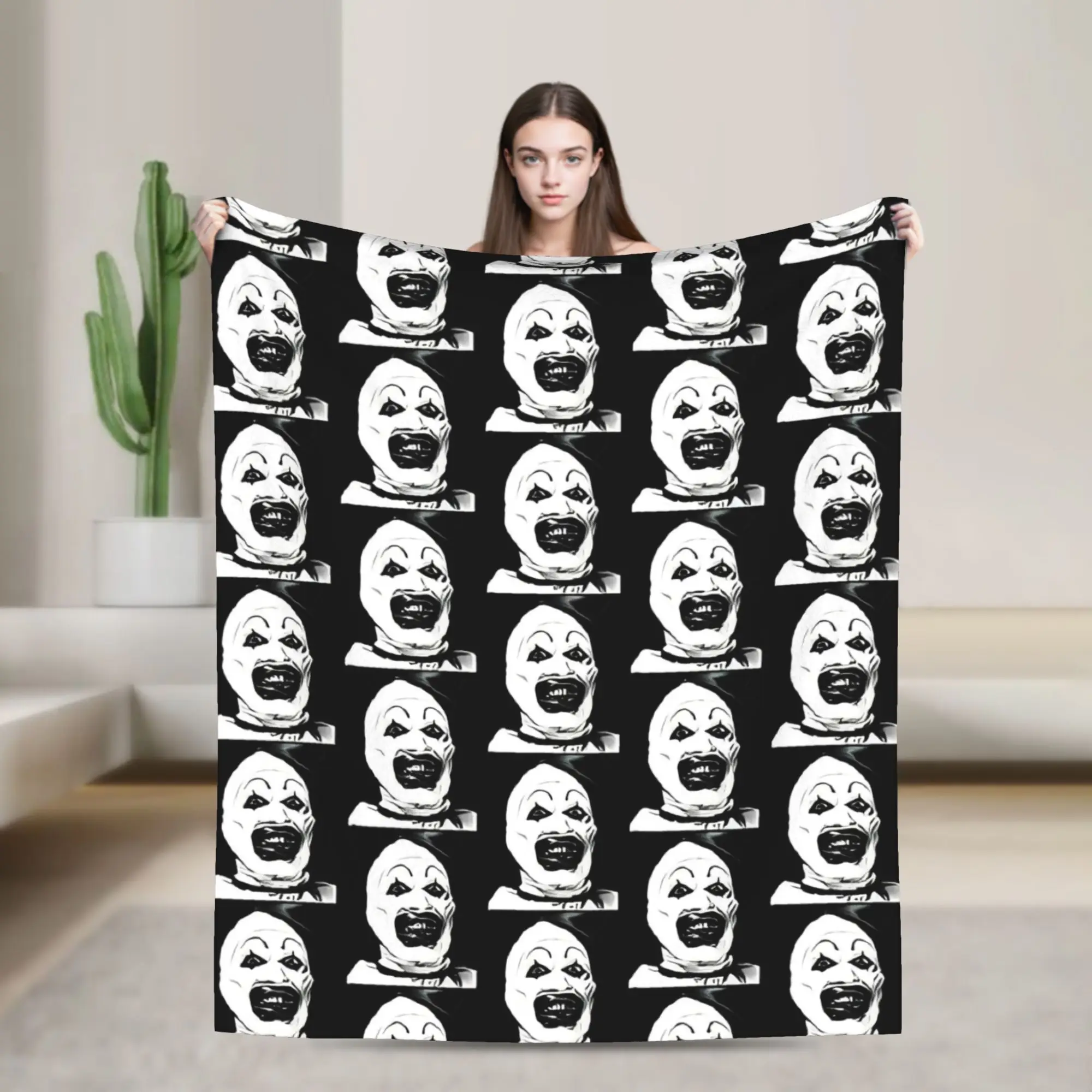 Art The Clown Terrifier Flannel Blanket Horror Movie Funny Throw Blanket for Home 200x150cm Quilt