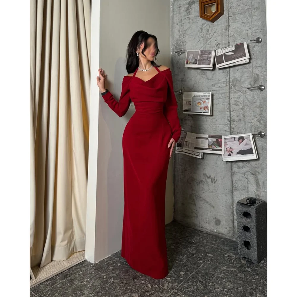 Elegant Wedding Guest Dresses for Women Off The Shoulder Long Sleeves Evening Gowns Mermaid Simple Formal Party Dress Customized view 2