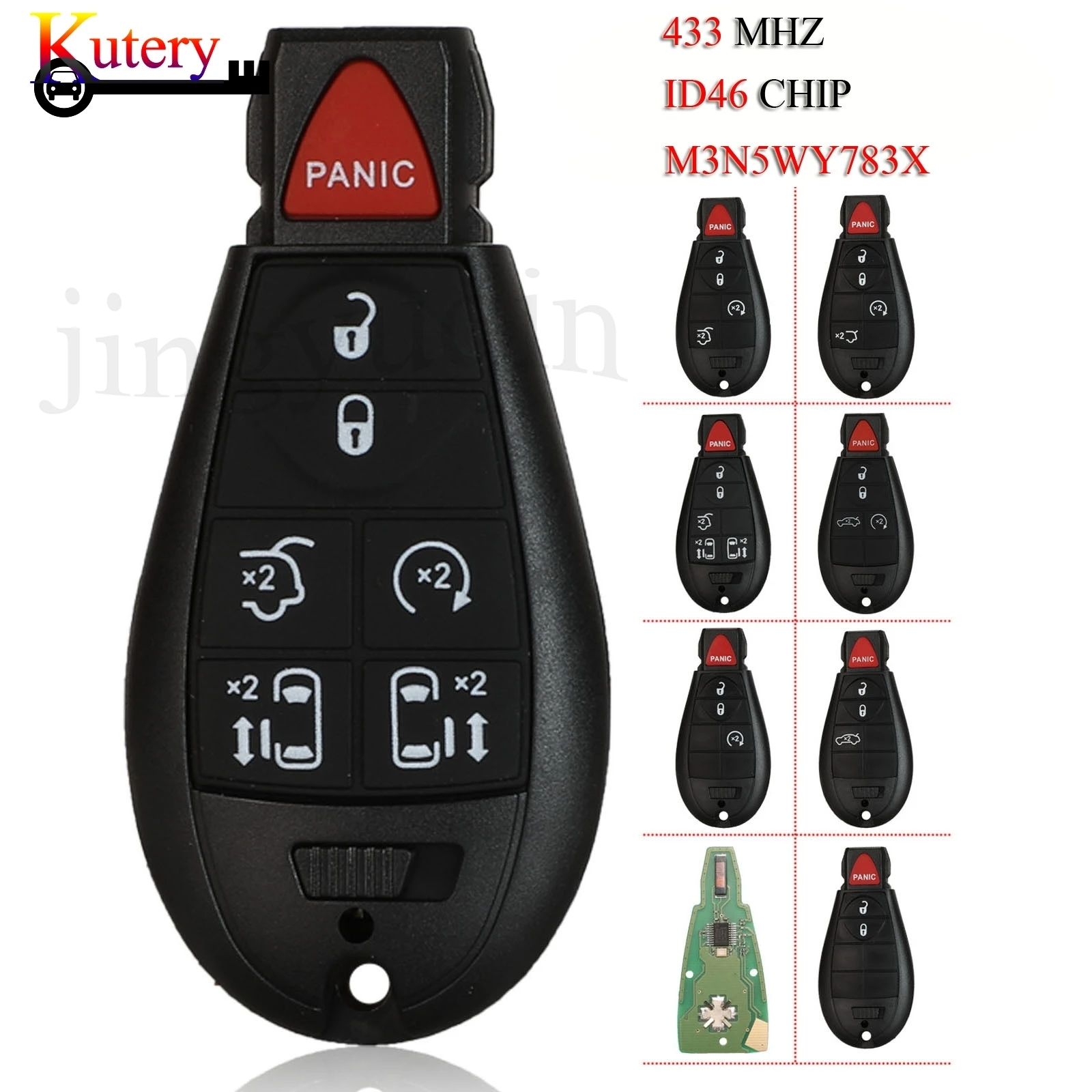 jingyuqin 5pcs/Lot Remote Smart Car Key For Chrysler Jeep Grand Cherokee M3N5WY783X 433MHZ ID46 PCF7961 Chip 2/3/4/5/6/7Buttons