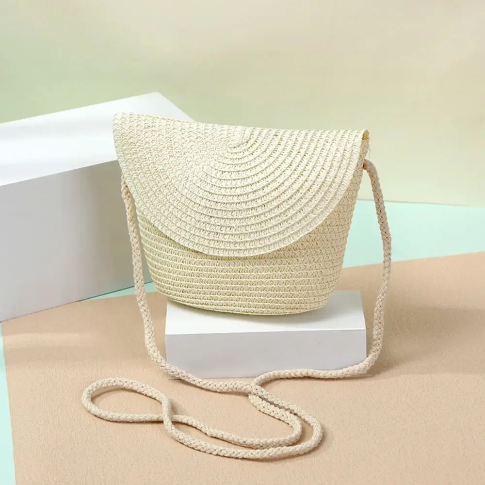 Fashion Shell Shape Straw Bag Handmade Mini Straw Handbag Handbag Kid Children