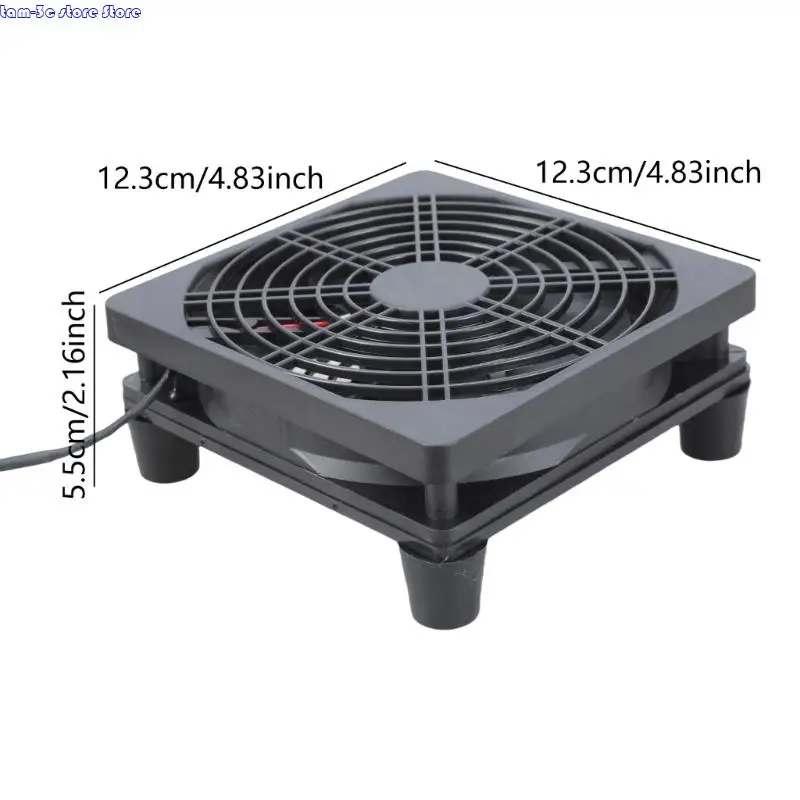 D0UA 1SET 120mm 12025 USB Kipas pendingin oli ganda untuk perangkat router dan desktop dengan jaring pelindung