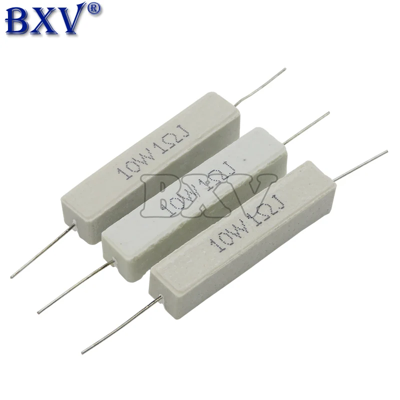 10PCS 10W Cement Resistance 0.1 ~ 10k Ohm 0.33R 1R 10R 100R 0.22 0.33 1 10 100 1K 10K Ohm New And Original