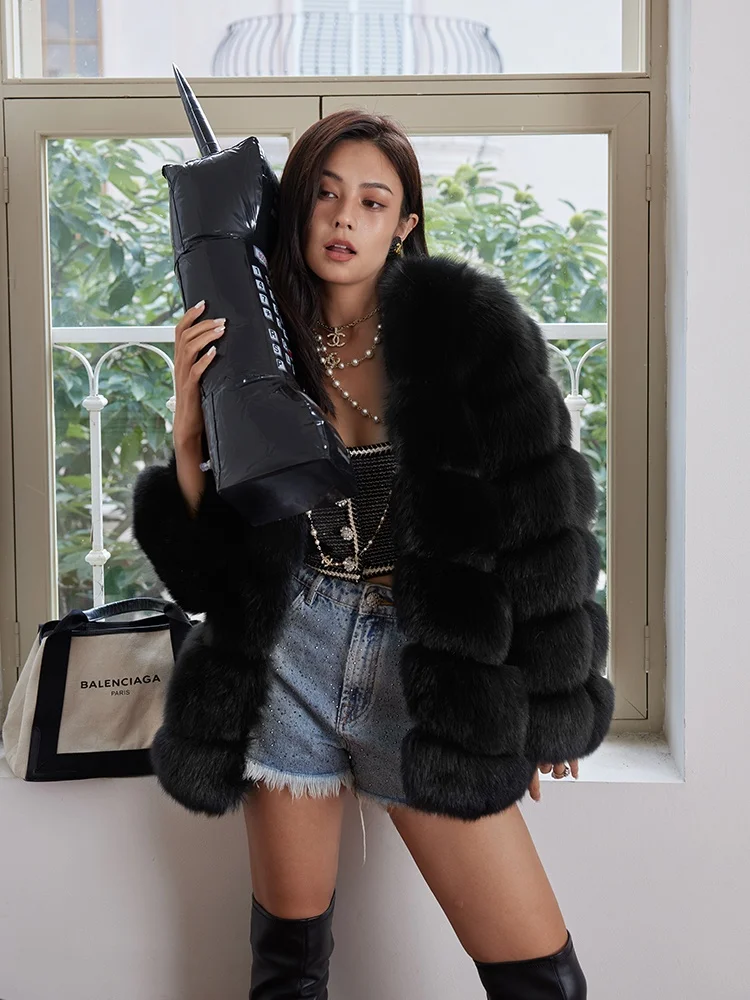 

Warmth Fur Whole Skin Inteated Coat Medium Length Fur Outerwear New Sle Winter Insulation Faionable Women's Coat