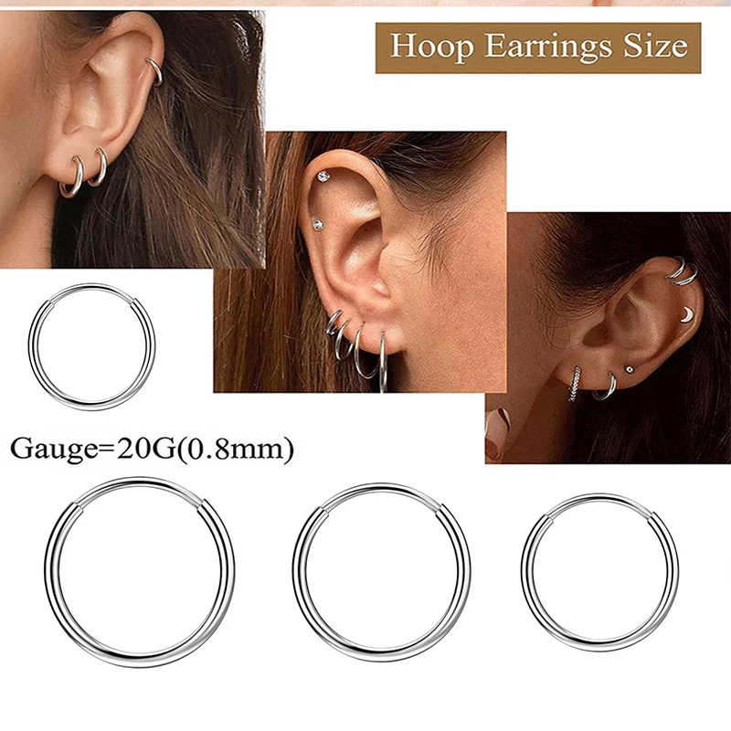 Wholesales Thin Hoop Earrings Stainless Steel Earrings Cartilage Pop Tragus Helix Stud 16G 14G 1.2mm 20G Earrings For Women