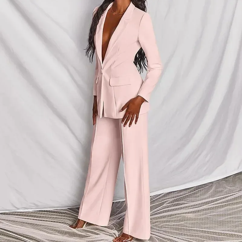 2 Pieces Women Sets 2026 New Fashion Professional Blazer + Casual Solid Color Pant Two-Piece Suit Europe Women's Clothing