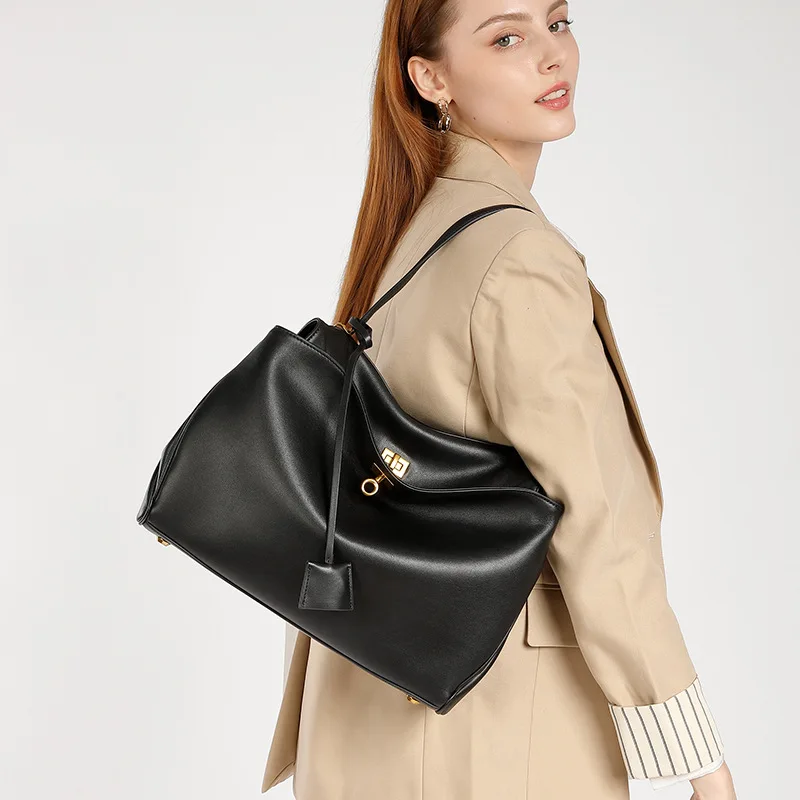 High-End Genuine Leat Armpit Bag Women's Top Layer Cowhide Large Capacity Commuting Shoulder Tote Bag armpit top Bag KZ019
