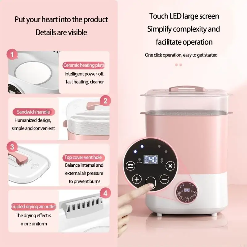 

Intelligent Infant Bottle Toastier Sterilizer Combination Automatic Temperature Maintenance Efficient Drying 220V EU Outlet A2UB