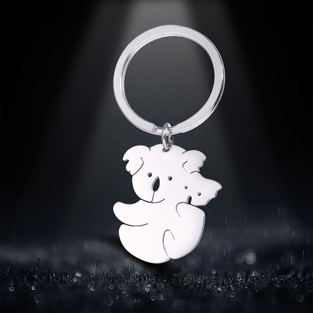 Stainless Steel Cute Koala Pendant Keychain for Women Children Trendy Fashion Car Bag Keyring Jewelry Birthday Friend Gift New