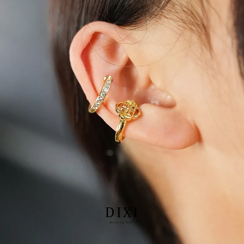 DLR1042 Dixi العلامة التجارية النسخة الكورية الأصلية من أقراط الموضة، أقراط مرصعة بالألماس بنمط مجوف بسيط غير منتظم #1