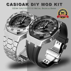 CasiOak Mod Kit GA2100 Metal Case Band for G-Shock GA2110 GA-2100 Refit Steel Dial Bezel Modification Cover Rubber Watch Strap