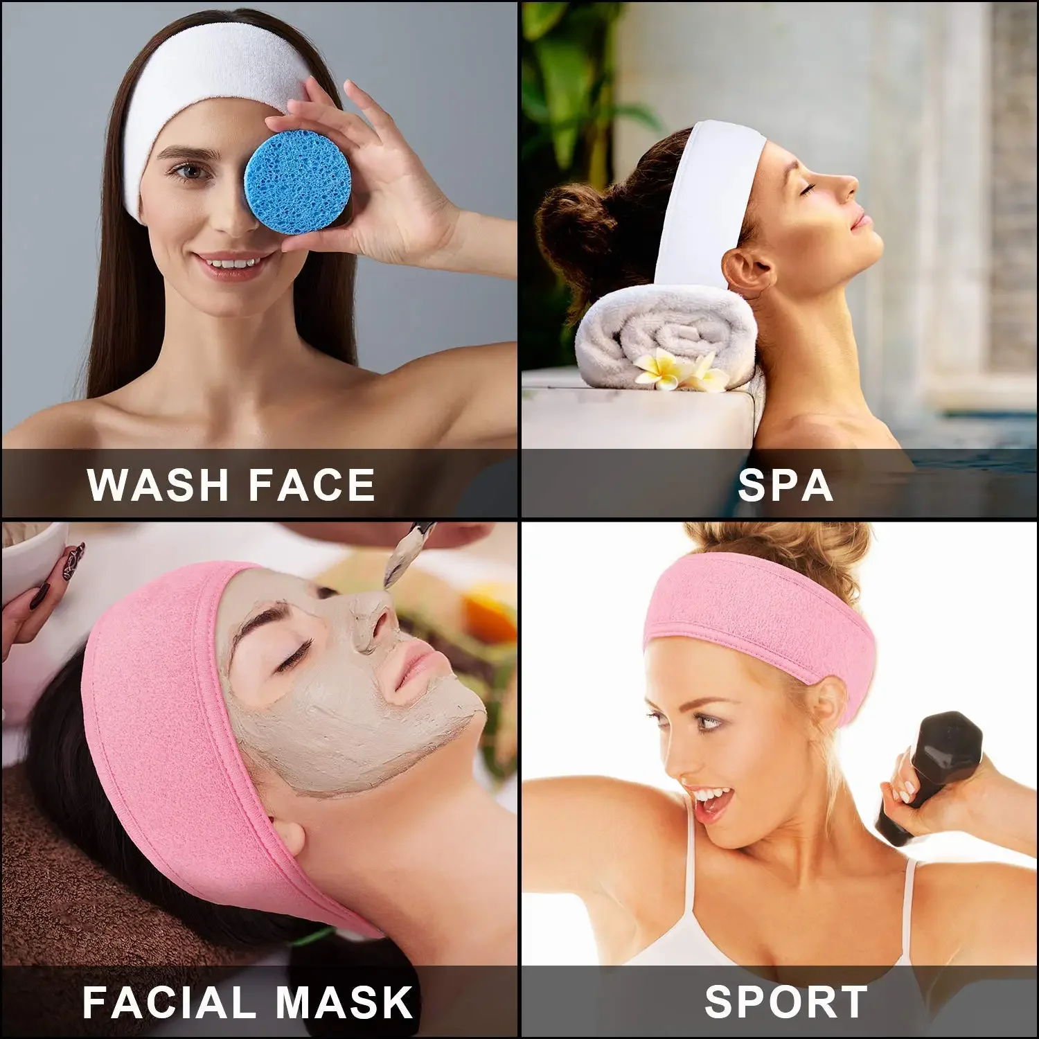 1/3pcs Spa Wide Hairband Adjustable Head Band Yoga Bath Shower Makeup Wash Face Cosmetic Headband Soft Toweling Hair Accessories