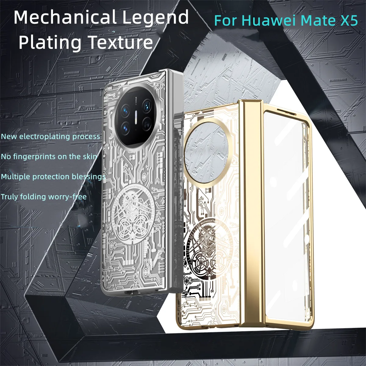 

For Huawei Mate X3 X5 Phone Case Mechanical Electroplating Transparent Hinge Protection Anti-drop Cover For Huawei Mate X 5