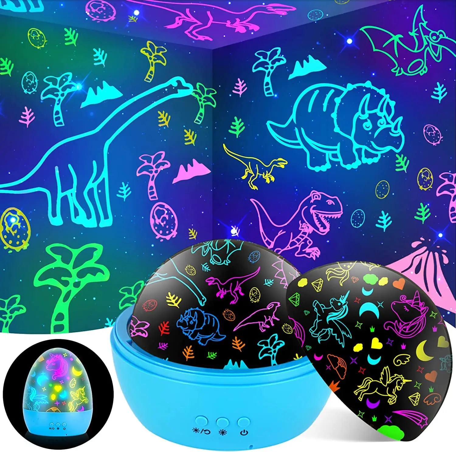 Dinosaur Toys, Dinosaur Projector light for kids, 2 in 1 unicorn Projector Night Light, Xmas Stocking Fillers Birthday Dinosaur