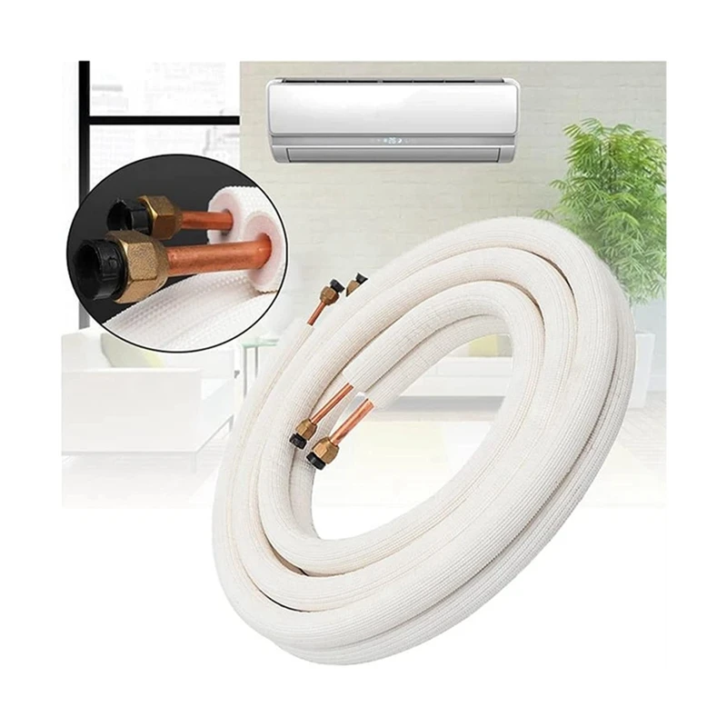 3Meter Air Conditioner Pair Coil Tube 1/4In Insulated Copper Wire Set Air Conditioner Parts Refrigerant Tube