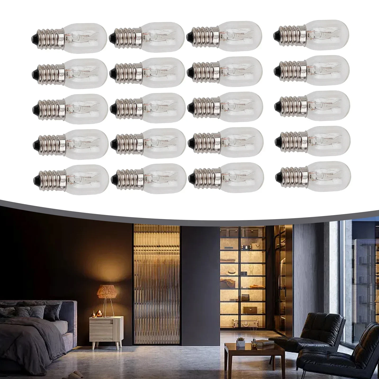 20Pcs E14 15W Lamp Refrigerator Bulbs Vintage Incandescent Light Fridge Appliance Oven Replacement Glass Bulbs